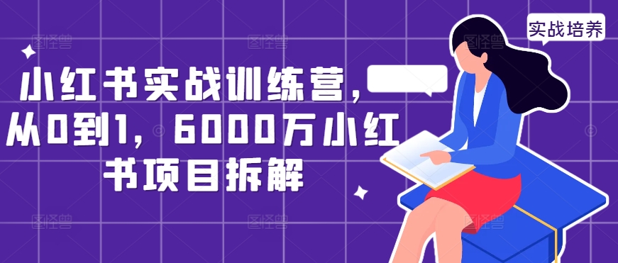 小红书实战训练营，从0到1，6000万小红书项目拆解-宝藏屋创业网