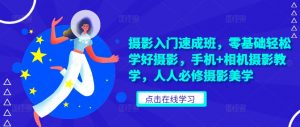 摄影入门速成班,零基础轻松学好摄影,手机+相机摄影教学,人人必修摄影美学-宝藏屋创业网