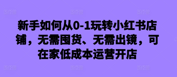 新手如何从0-1玩转小红书店铺，无需囤货、无需出镜，可在家低成本运营开店-宝藏屋创业网