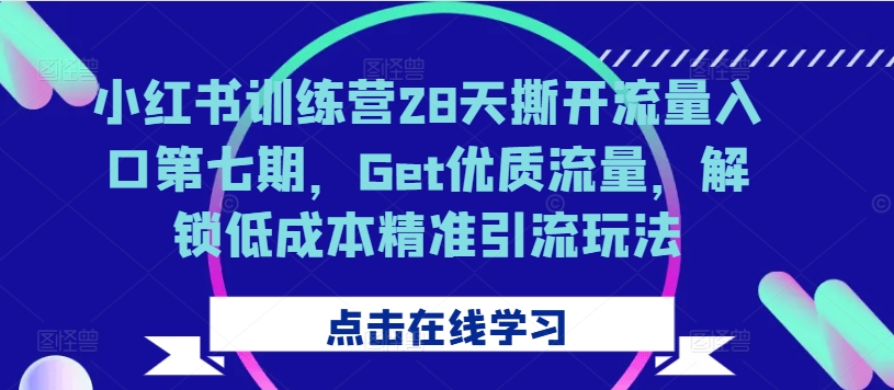 小红书训练营28天撕开流量入口第七期，Get优质流量，解锁低成本精准引流玩法-宝藏屋创业网