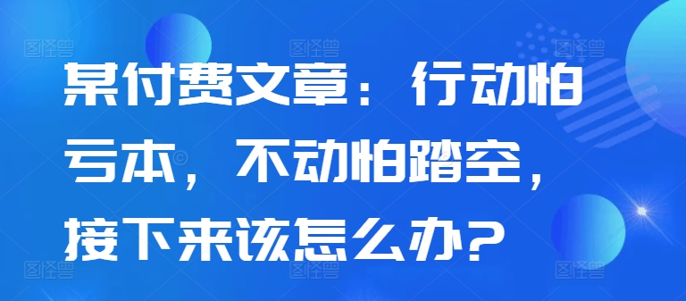 某付费文章：行动怕亏本，不动怕踏空，接下来该怎么办?-宝藏屋创业网