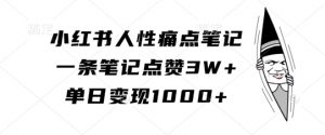 小红书人性痛点笔记,一条笔记点赞3W+,单日变现1k-宝藏屋创业网
