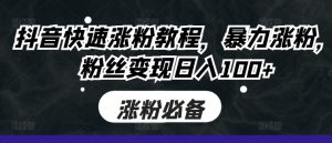 抖音快速涨粉教程,暴力涨粉,粉丝变现日入100+-宝藏屋创业网