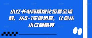 小红书电商精细化运营全流程,从0-1实操运营,让你从小白到精英-宝藏屋创业网