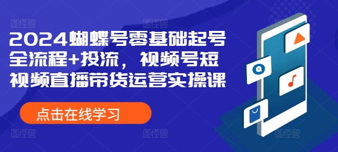 2024蝴蝶号零基础起号全流程+投流，视频号短视频直播带货运营实操课-宝藏屋创业网