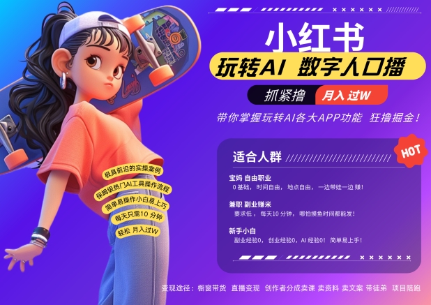 小红书数字人暴力起号，AI改写文案，再也不用费劲录口播，流量火爆月入破W轻松拿捏-宝藏屋创业网