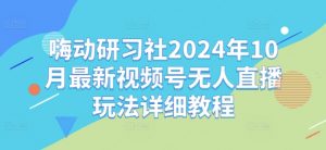 嗨动研习社2024年10月最新视频号无人直播玩法详细教程-宝藏屋创业网