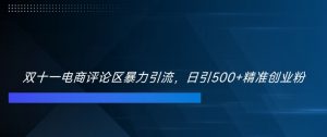 双十一电商评论区暴力引流,日引500+精准创业粉【揭秘】-宝藏屋创业网