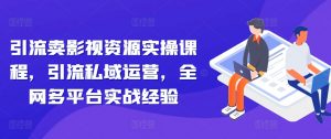 引流卖影视资源实操课程,引流私域运营,全网多平台实战经验-宝藏屋创业网
