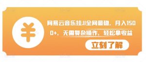 网易云音乐挂JI全网最稳,月入1500+,无需复杂操作,轻松拿收益【揭秘】-宝藏屋创业网