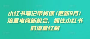 小红书笔记带货课(更新10月)流量电商新机会,抓住小红书的流量红利-宝藏屋创业网