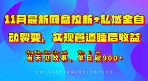 11月最新网盘拉新+私域全自动裂变,实现管道睡后收益,当天见效果,单日破900+-宝藏屋创业网