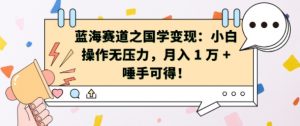 蓝海赛道之国学变现:小白操作无压力,月入 1 W + 唾手可得【揭秘】-宝藏屋创业网