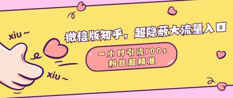 微信版知乎，超隐蔽流量入口1小时引流100人，粉丝质量超高【揭秘】-宝藏屋创业网