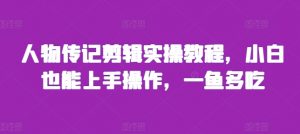 人物传记剪辑实操教程,小白也能上手操作,一鱼多吃-宝藏屋创业网