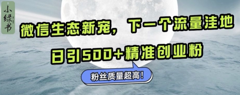 微信生态新宠小绿书：下一个流量洼地，日引500+精准创业粉，粉丝质量超高-宝藏屋创业网