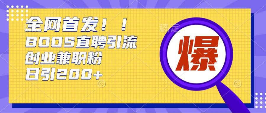 通过Boss直聘，每天轻松钓到200+多条创业大鱼的秘籍【揭秘】-宝藏屋创业网
