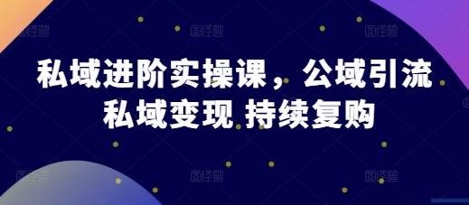 私域进阶实操课，公域引流 私域变现 持续复购-宝藏屋创业网