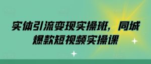 实体引流变现实操班,同城爆款短视频实操课-宝藏屋创业网