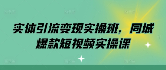 实体引流变现实操班，同城爆款短视频实操课-宝藏屋创业网
