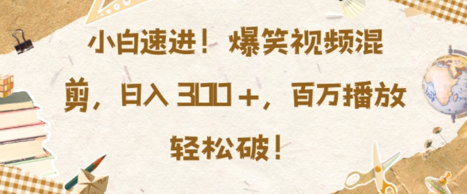小白速进，爆笑视频混剪，日入3张，百万播放轻松破【揭秘】-宝藏屋创业网