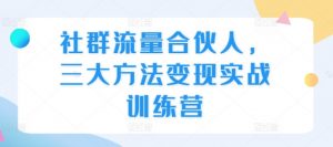 社群流量合伙人,三大方法变现实战训练营-宝藏屋创业网