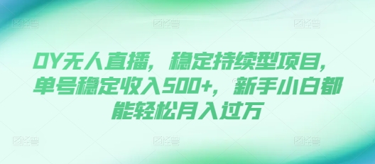 DY无人直播，稳定持续型项目，单号稳定收入500+，新手小白都能轻松月入过万【揭秘】-宝藏屋创业网