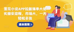 蛋花小说APP拉新爆单大佬实操全流程,市场大,一天轻松多张-宝藏屋创业网