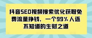 抖音SEO视频搜索优化获取免费流量挣钱,一个99%人还不知道的生财之道-宝藏屋创业网