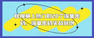 短视频上热门的20个流量密码,流量密码实战案例-宝藏屋创业网
