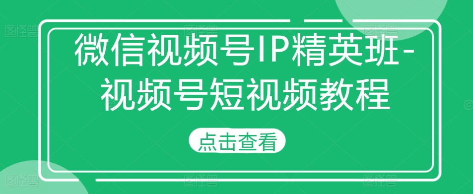 微信视频号IP精英班-视频号短视频教程-宝藏屋创业网