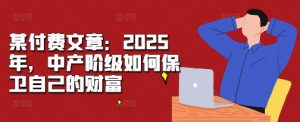 某付费文章:2025年,中产阶级如何保卫自己的财富-宝藏屋创业网