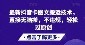最新抖音卡图文搬运技术,直接无脑搬,不违规,轻松过原创-宝藏屋创业网