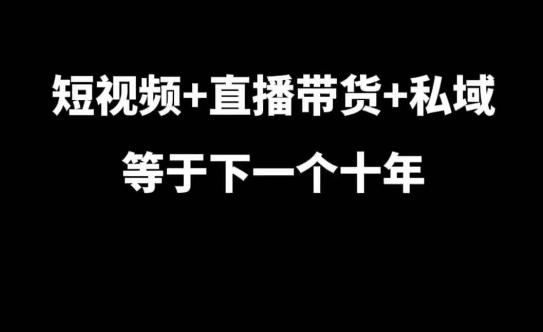 短视频+直播带货+私域等于下一个十年，大佬7年实战经验总结-宝藏屋创业网