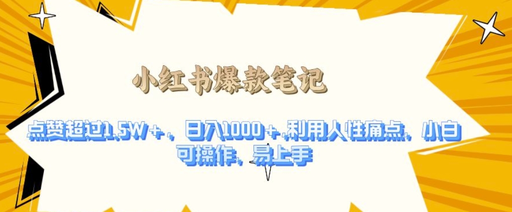 利用人性的痛点，打造爆款笔记，获得点赞超过1.5W+，日入1k【揭秘】-宝藏屋创业网