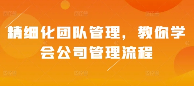 精细化团队管理，教你学会公司管理流程-宝藏屋创业网