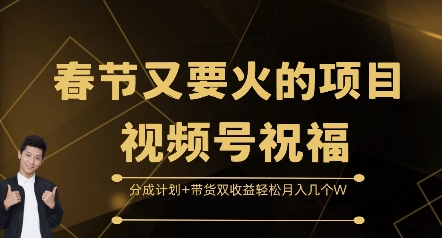 春节又要火的项目视频号祝福，分成计划+带货双收益，轻松月入几个W【揭秘】-宝藏屋创业网
