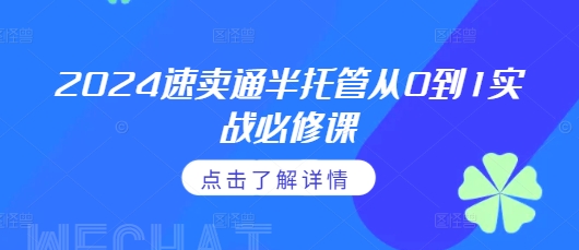 2024速卖通半托管从0到1实战必修课，掌握通投广告打法、熟悉速卖通半托管的政策细节-宝藏屋创业网