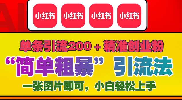 12月底小红书”简单粗暴“引流法，单条引流200+精准创业粉-宝藏屋创业网