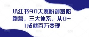 小红书90天涨粉创富陪跑营,三大体系,从0~1成就百万变现,做小红书的最后一站-宝藏屋创业网