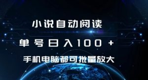 小说自动阅读 单号日入100+ 手机电脑都可 批量放大操作【揭秘】-宝藏屋创业网