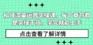 私域流量运营实操课,每个章节都是实操干货,学完就能上手-宝藏屋创业网