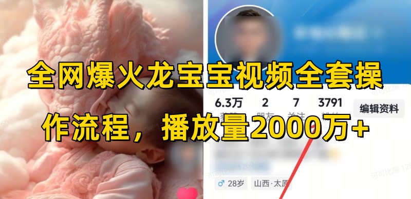 全网爆火龙宝宝视频全套操作流程，播放量2000万+-宝藏屋创业网