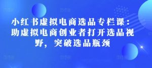 小红书虚拟电商选品专栏课:助虚拟电商创业者打开选品视野,突破选品瓶颈-宝藏屋创业网