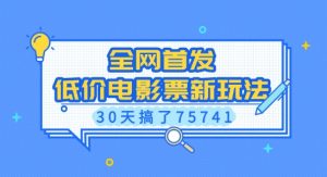 全网首发,低价电影票新玩法,已有人30天搞了75741【揭秘】-宝藏屋创业网