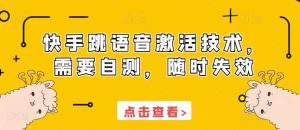 快手跳语音激活技术,需要自测,随时失效-宝藏屋创业网