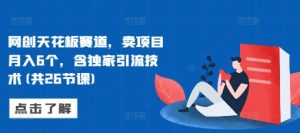 网创天花板赛道,卖项目月入6个,含独家引流技术(共26节课)-宝藏屋创业网