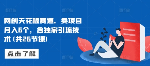 网创天花板赛道，卖项目月入6个，含独家引流技术(共26节课)-宝藏屋创业网