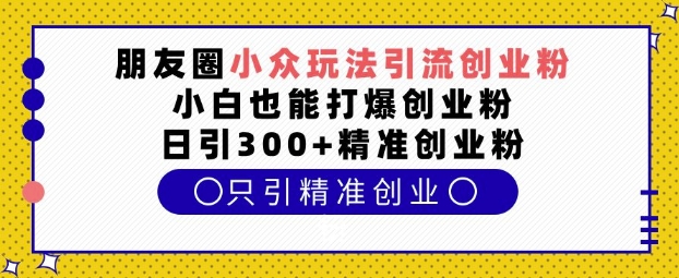 朋友圈小众玩法引流创业粉，小白也能打爆创业粉，日引300+精准创业粉【揭秘】-宝藏屋创业网