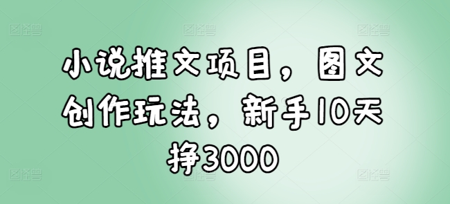小说推文项目，图文创作玩法，新手10天挣3000-宝藏屋创业网